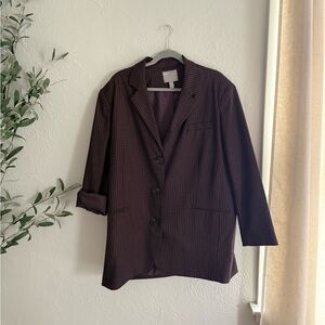 Trendy Oversized Burgundy Blazer